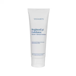VASANTI BrightenUp! Exfoliator (120g) | Physical + Chemical Facial Exfoliator Scrub with Instant Results for Soft, Smooth and Radiant Skin | Enriched