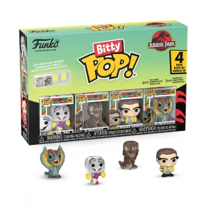 Funko Bitty Pop! Jurassic Park: Mr. DNA, Dilophosaurus Fossil, Dennis Nedry, and Dilophosaurus, with a 1 in 6 Chance for a Surprise Figure - 0.9 Inch
