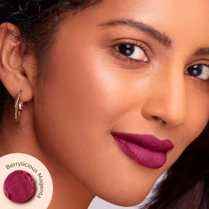 MAMAEARTH Moisture Matte Lipstick (Berrylicious Magenta) | Infused with Vitamin E | 12-Hour Long Stay & 8-Hour Moisture Lock | Cruelty-Free & Smudge-