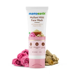 MAMAEARTH Multani Mitti Face Wash with Multani Mitti & Bulgarian Rose 3.38 Fl Oz (100ml)