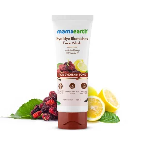 MAMAEARTH Mulberry & Vitamin C Face Wash with Niacinamide for Skin Cleansing & Refreshing Glow | Gently Removes Dirt & Impurities | 3.38 fl oz (100 m