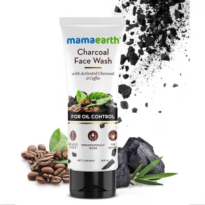 Mamaearth Activated Charcoal Face Wash | Controls Excess Oil & Unclog Pores | Purifying Facial Cleanser | Mildly Exfoliates with Coffee | 3.38 Fl Oz 