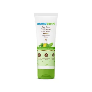 MAMAEARTH Tea Tree Oil Control Face Wash with Tea Tree & Neem 3.38 Fl Oz (100ml)