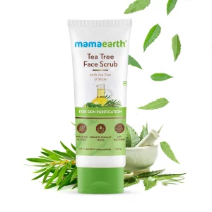 Mamaearth Tea Tree & Neem Face Scrub for Skin Purification | Gently Exfoliates & Cleanses Dirt | Controls Acne & Excess Oil | Suits All Skin Types | 