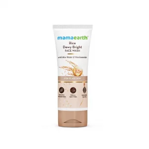 MAMAEARTH Rice Dewy Bright Face Wash with Rice water & Niacinamide 3.38 Fl Oz (100ml)