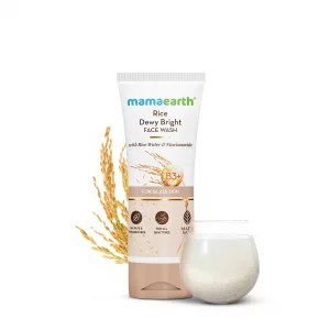 MAMAEARTH Rice Dewy Bright Face Wash with Rice water & Niacinamide 3.38 Fl Oz (100ml)