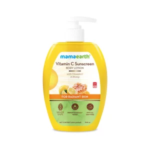 Mamaearth Vitamin C SPF 30 Sunscreen Body Lotion | Helps Prevent Tanning & Adds Glow to Skin | Lightewieght & Non-Greasy | Suits All Skin Types | 10.