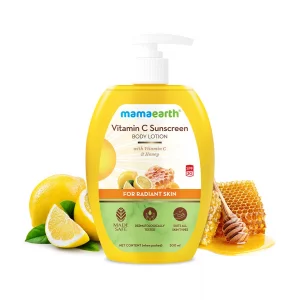 Mamaearth Vitamin C SPF 30 Sunscreen Body Lotion | Helps Prevent Tanning & Adds Glow to Skin | Lightewieght & Non-Greasy | Suits All Skin Types | 10.