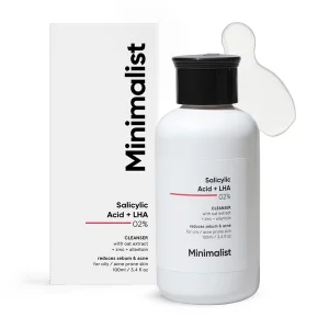 Minimalist 2% Salicylic Acid Face Wash for Oily, Acne Prone Skin | Anti Acne Face Wash With LHA & Zinc | Sulphate free Gentle BHA Liquid Exfoliant | 