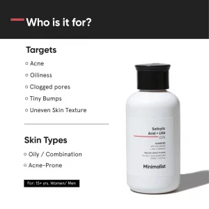 Minimalist 2% Salicylic Acid Face Wash for Oily, Acne Prone Skin | Anti Acne Face Wash With LHA & Zinc | Sulphate free Gentle BHA Liquid Exfoliant | 