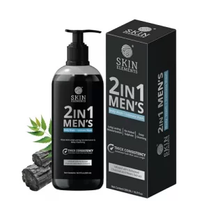 Skin Elements 2-in-1 Body Wash & Intimate Wash for Men| Deep Cleansing Shower Gel| Infused with Activated Charcoal & Neem Extracts| Thicker Consisten