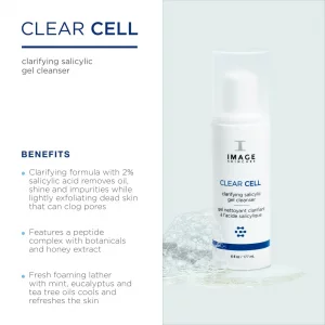 IMAGE Skincare, CLEAR CELL Salicylic Gel Cleanser, Gentle Foaming Face Wash Removes Excess Oil and Shine for Oily Prone Skin, 6 fl oz