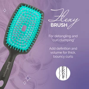 Curl Keeper Flexy Hair Brush, Turquoise - Detangling Hair Brush with Flexible Bristles for Shower Use, Combing Through Curls & Removing Tangles - Lig