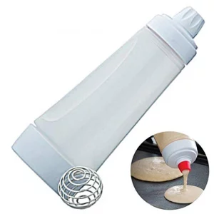 Pancake Batter Dispenser, Pancake Mix Dispenser with BlenderBall for Pancakes, Crepes, Waffle, Muffins, Qatayef, Cupcakes, and more (1 pack)
