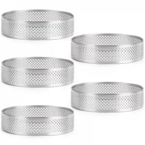 3Inch Tart Rings for Baking Stainless Steel Nonstick & Vented Tart Molds,Perforated Pastry Molds,Rust-Proof,Easy Release Crusts,Fruit Tarts, Pie Crus