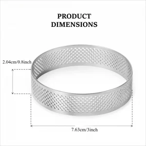3Inch Tart Rings for Baking Stainless Steel Nonstick & Vented Tart Molds,Perforated Pastry Molds,Rust-Proof,Easy Release Crusts,Fruit Tarts, Pie Crus