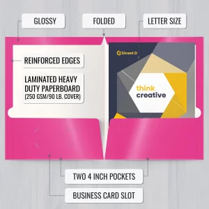 Better Office Products 2 Pocket Glossy Laminated Neon Paper Folders, Letter Size, Neon Paper Portfolios, Box of 48-4 NEON Colors