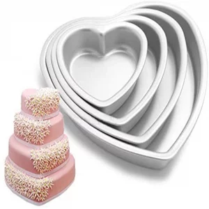 XKONG Heart-Shaped Cake Pan - Stainless Steel Mould, Removable Bottom, 4 Sizes (5 inch, 6 inch, 8 inch, 10 inch) Set