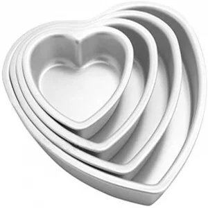 XKONG Heart-Shaped Cake Pan - Stainless Steel Mould, Removable Bottom, 4 Sizes (5 inch, 6 inch, 8 inch, 10 inch) Set