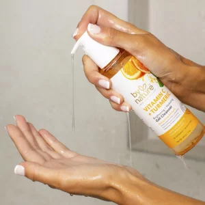 By Nature Vitamin C + Turmeric Gel Cleanser with Hyaluronic Acid - + Hydrating Face Wash & Makeup Remover for Oily and Acne-Prone Skin, Natural Daily