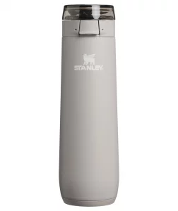 STANLEY Flowstate Spring Bottle | Leakproof Water Bottle with Carry Strap & Flip-Top Locking Lid | Insulated Stainless Steel  20 oz | Ash