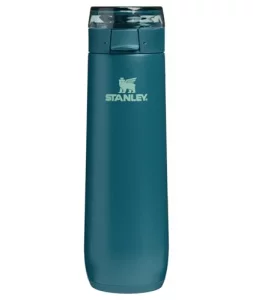 STANLEY Flowstate Spring Bottle | Leakproof Water Bottle with Carry Strap & Flip-Top Locking Lid | Insulated Stainless Steel  20 oz | Coastal Teal