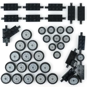 Pasacho City Car Wheels Tires Axles Kits Set, Vehicle Truck Parts Classic Pieces Accessories, Bulk Bricks Sets Construction Toys