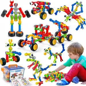 Kids STEM Building Toys for 3 4 5 6 7 8+ Year Old Boy Girl Birthday Gift, 125 Pcs Preschool Classroom Educational Building Blocks Stem Kits Activitie