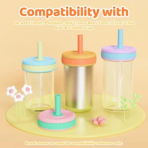 Tronco Replacement Lids for Elk and Friends, Pandaloo, Sursip, and Tronco Kids Cups (8oz/10oz/12oz/15oz) | Soft Silicone Spout, Spill-Resistant, BPA-
