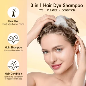 BOJICA Hair Dye Shampoo 3 in 1 for Gray Hair, Dark Brown Hair Color shampoo for Women, Natural Shampoo Hair Dye-100% Grey Hair Coverage/Herbal Ingred