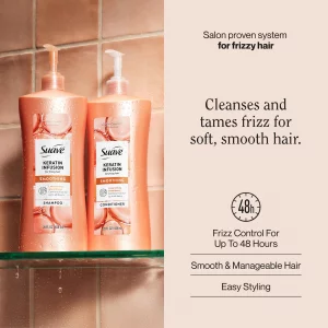 Suave Keratin Infusion Smoothing Shampoo For Frizzy Hair, Anti-Humidity + 48HR Frizz Control, Smooths & Detangles For Easy Styling, 28 FL OZ Pump, 4 