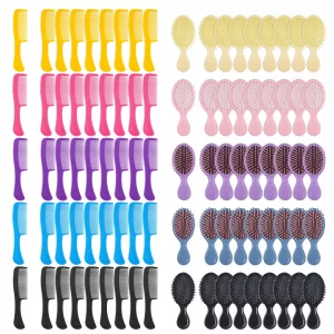 Bulk Hair Brush and Combs Set, Individually Wrapped Detangling Brushes for Wet & Dry Hair, Disposable Hairbrush for Women Men Travel Hotel Shelter Ch