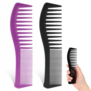 Plastic Comb All-Purpose Hair Grooming Set - 2 Pack Double-Sided Barber Combs, 7.1 inch Plastic for Men & Women - Wide & Fine Tooth for Professional 