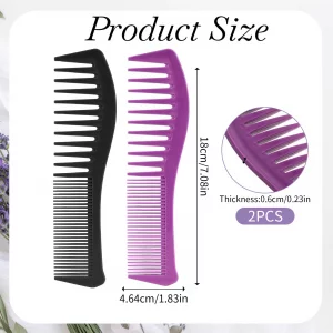 Plastic Comb All-Purpose Hair Grooming Set - 2 Pack Double-Sided Barber Combs, 7.1 inch Plastic for Men & Women - Wide & Fine Tooth for Professional 