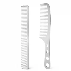 2 Pieces Stainless Steel Fine Tooth Combs for Women, Silver Metal Comb Anti-static Sparse Haircut Comb Unbreakable Teasing Hair Styling Combs with Ha