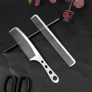 2 Pieces Stainless Steel Fine Tooth Combs for Women, Silver Metal Comb Anti-static Sparse Haircut Comb Unbreakable Teasing Hair Styling Combs with Ha