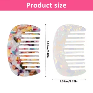 2 Pack Mini Comb, Mini Wide Tooth Hair Detangling Comb Anti-Static Pocket Combs Cellulose Acetate Round Tooth Combs for Bangs Curly Wavy Long Hairs D