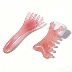Treayes 2pcs Scalp Massager & Gua Sha Comb Set, Head Massage Tool for Relaxation, Scalp Care & Hair Routine, Massage Comb Set, Resin and Amber Handma