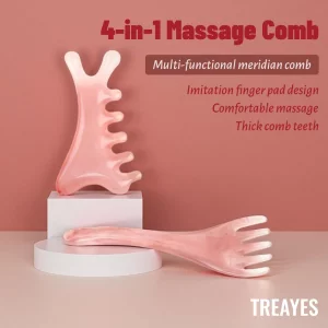 Treayes 2pcs Scalp Massager & Gua Sha Comb Set, Head Massage Tool for Relaxation, Scalp Care & Hair Routine, Massage Comb Set, Resin and Amber Handma