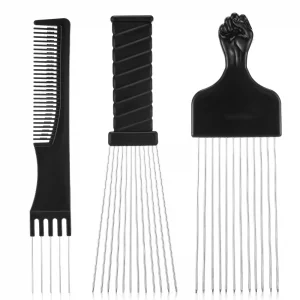 3 Pack Metal Afro Comb Hair Comb Picks for Afro, Beard, and Curly Styling Teasing Combs for Men and Women