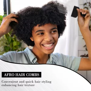 3 Pack Metal Afro Comb Hair Comb Picks for Afro, Beard, and Curly Styling Teasing Combs for Men and Women