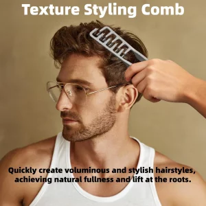 Wide Tooth Texture Comb for Hair Volumizing - Volumizing & Texturizing Styling Tool for Men and Women, Creates Fluffy Hair with Lift for Fringe & Sid