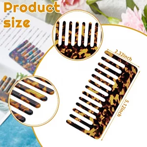 Patelai 4 Pcs Wide Tooth Comb for Women Small Cellulose Detangling Purse Travel Pocket Comb Mini Tortoise Leopard Gifts for Women Curly Wavy Long Thi