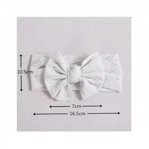 Baby Girls Bow Headband, Nylon Lace Turban Style Hair Accessory-Ideal for Cradle Cap-Perfect Baby Registry Gift?White+Gray+Pink