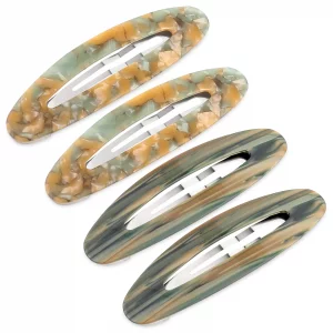 4PCS Large Snap Hair Clips for Women, Acetate Hair Clip Snap Barrettes for Girls, Medium Hair Accessories (3.5Inch, Green)
