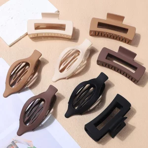 CHANDAT Hair Clips for Women 4.3 Inch Large Hair Claw Clips 8 pcs Square Claw Clips & Flat Hair Clips for Thick or Thin Hair French Concord Hair Barr