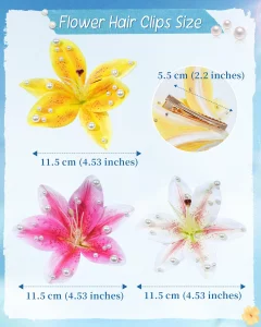 Mesovor 3 Pack Hawaiian Flower Hair Clips for Women, Artificial Tropical Flower Orchid Hair Pin with Pearl | Flower Clips for Hair Wedding Bridal Bea