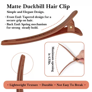Matte Duckbill Styling Hair Clips - 3.07 Inch No-Crease Sectioning Barrettes for Women & Girls, Hair Accessories in 4 Colors(12-Pack)