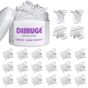 DIMUGE 22 Pcs Little Hair Clips Clear Plastic Hair Claw Clips for Girls and Women Hair, 1 inch Small Hair Clips for Teens and Adult Design Hairstyles