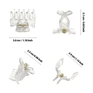 DIMUGE 22 Pcs Little Hair Clips Clear Plastic Hair Claw Clips for Girls and Women Hair, 1 inch Small Hair Clips for Teens and Adult Design Hairstyles